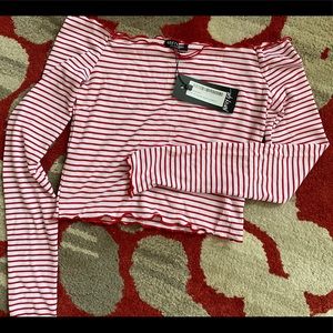 Nasty Gal red/white striped top